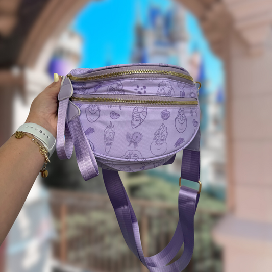 Purple Villains Fanny Pack | Crossbody Waist Bag with Spooky Character Print