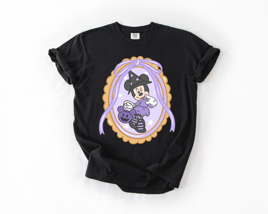 Halloween Witch T-Shirt | Cute Spooky Girl Trick-or-Treat Tee in Pastel Purple