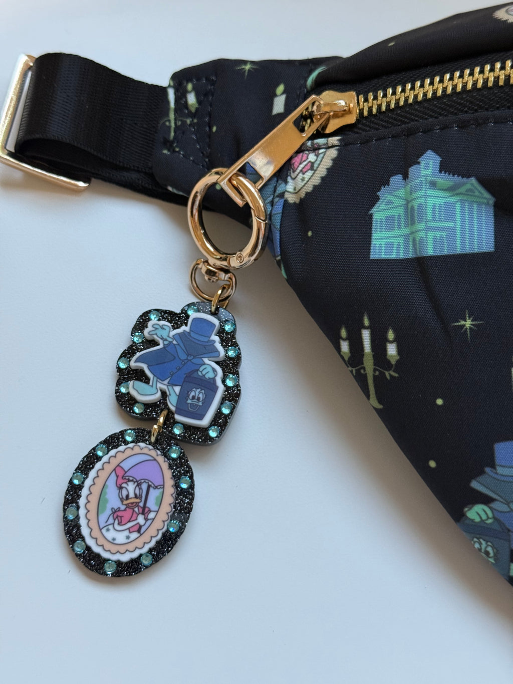 Haunted House Inspired Glitter Keychain | Spooky Ghost